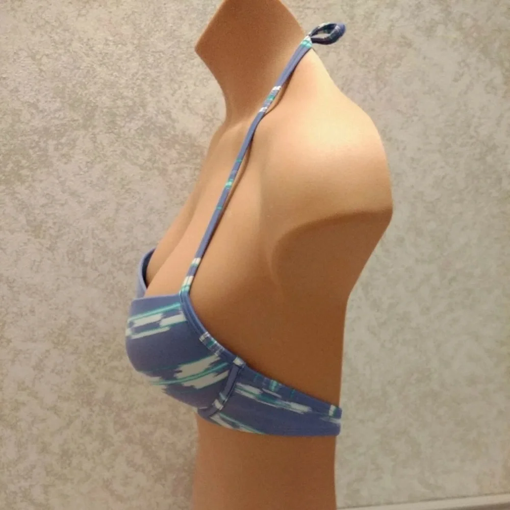 Shade & Shore Periwinkle and White Halter Bikini Top